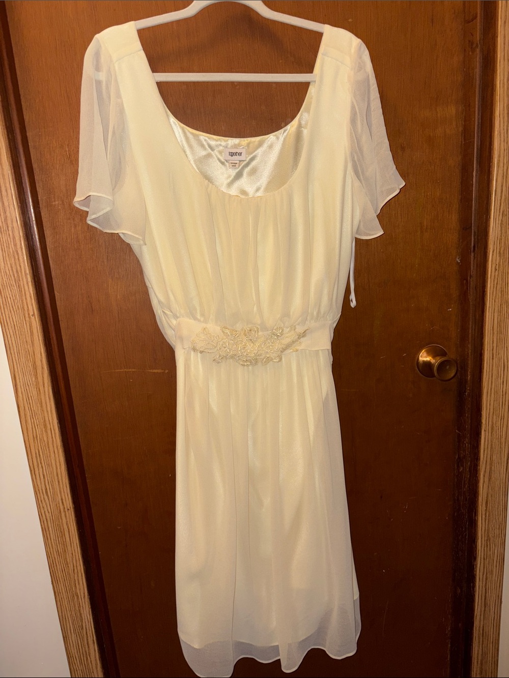 Vintage Together Cream Midi Dress with Embroidered Waist